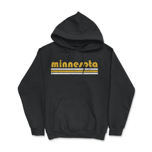 Vintage Minnesota Retro Three Stripe Weathered - Hoodie - Black