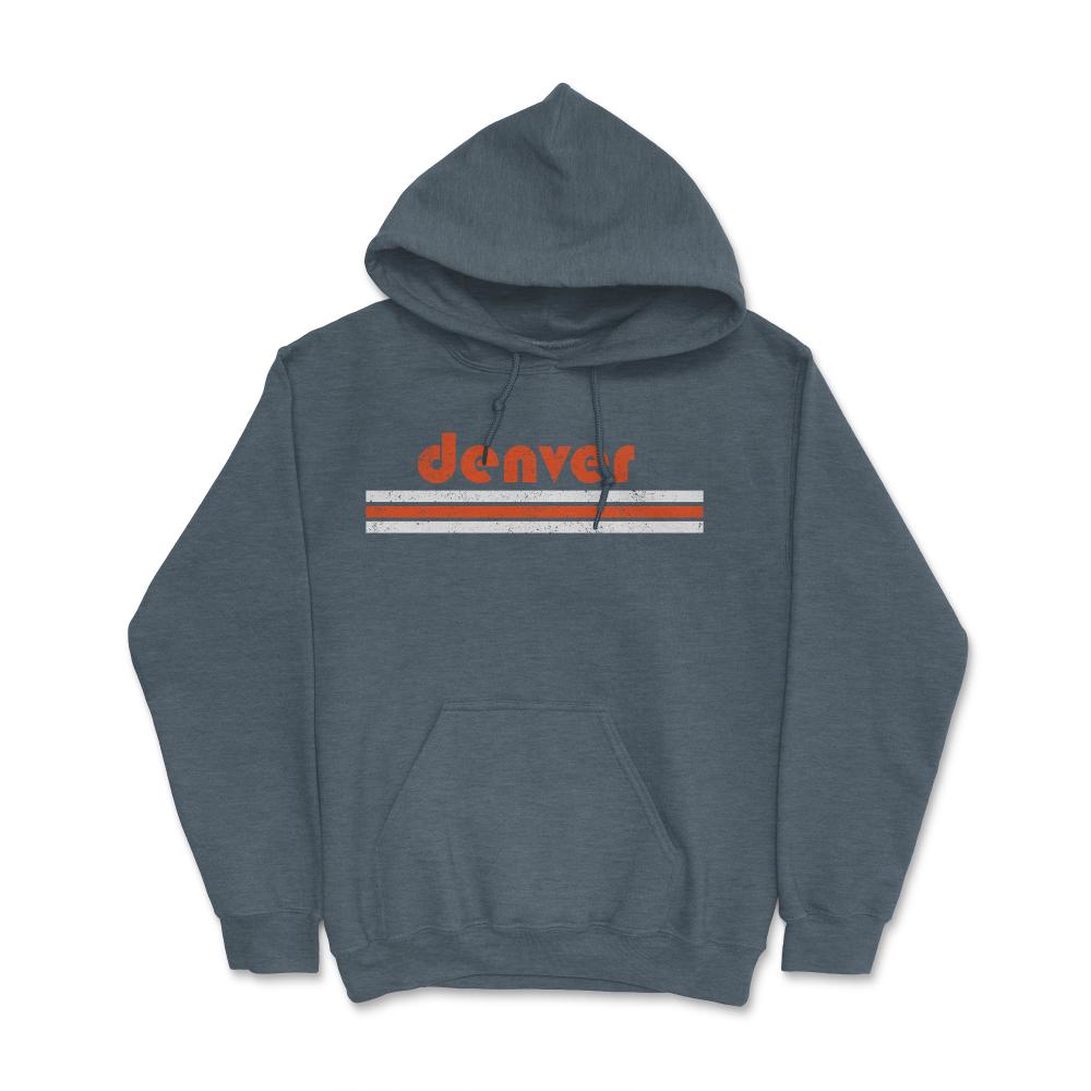 Vintage Denver Colorado Retro Three Stripe Weathered - Hoodie - Dark Grey Heather