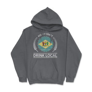 Drink Local Delaware Vintage Craft Beer Bottle Cap Brewing - Hoodie - Smoke Grey