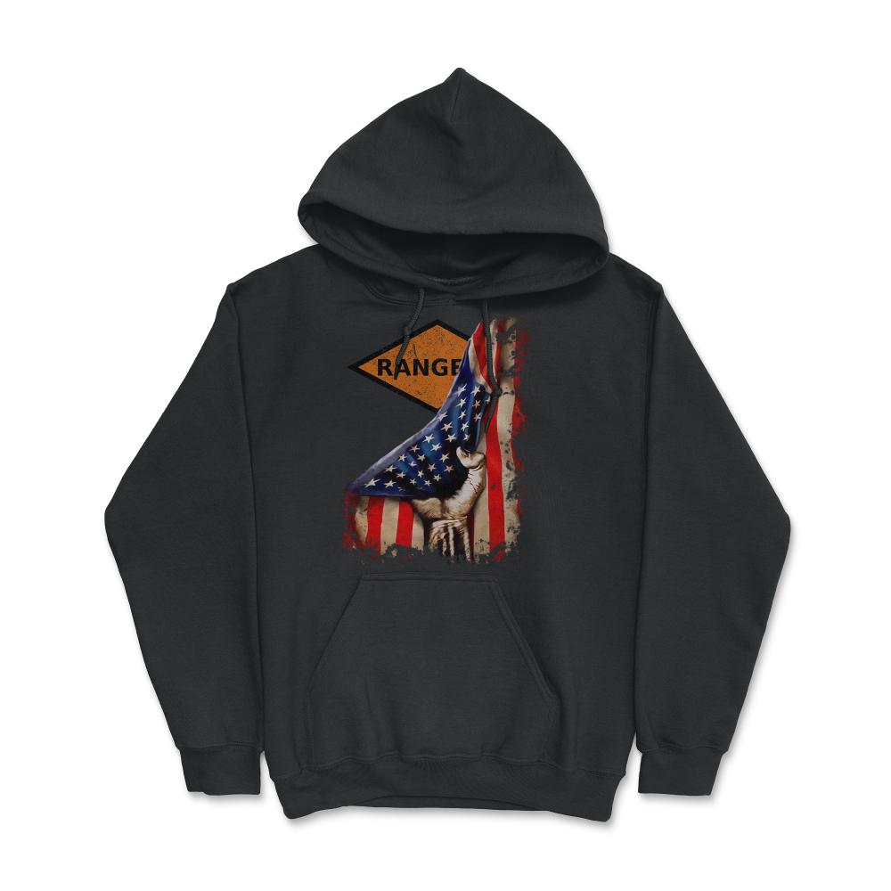 Orange Ranger Diamond USA Flag Pull Back Patriotic Military Gift - Hoodie - Black