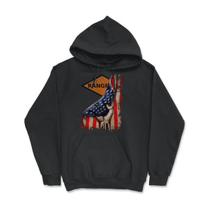 Orange Ranger Diamond USA Flag Pull Back Patriotic Military Gift - Hoodie - Black