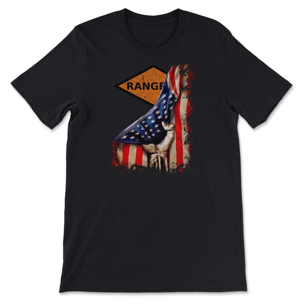 Orange Ranger Diamond USA Flag Pull Back Patriotic Military Gift - Unisex T-Shirt - Black