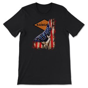 Orange Ranger Diamond USA Flag Pull Back Patriotic Military Gift - Unisex T-Shirt - Black