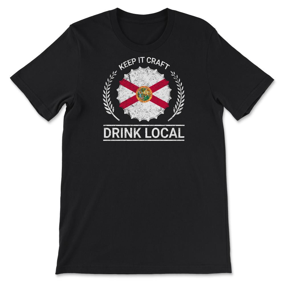 Drink Local Florida Vintage Craft Beer Bottle Cap Brewing - Unisex T-Shirt - Black