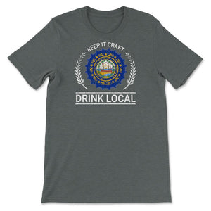 Drink Local New Hampshire Vintage Craft Beer Bottle Cap Brewing - Unisex T-Shirt - Dark Grey Heather