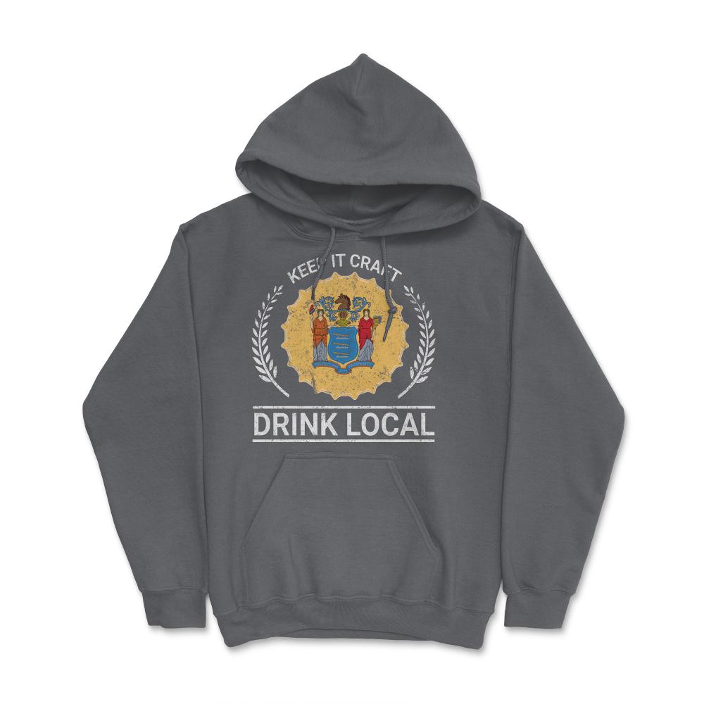 Drink Local New Jersey Vintage Craft Beer Bottle Cap Brewing - Hoodie - Smoke Grey