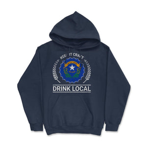 Drink Local Nevada Vintage Craft Beer Bottle Cap Brewing - Hoodie - Navy