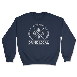 Drink Local Georgia Vintage Craft Beer Brewing Unisex T-shirt - Unisex Sweatshirt - Navy