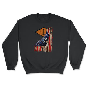 First 1st Ranger Battalion Orange Diamond USA Flag Pull Back - Unisex Sweatshirt - Black