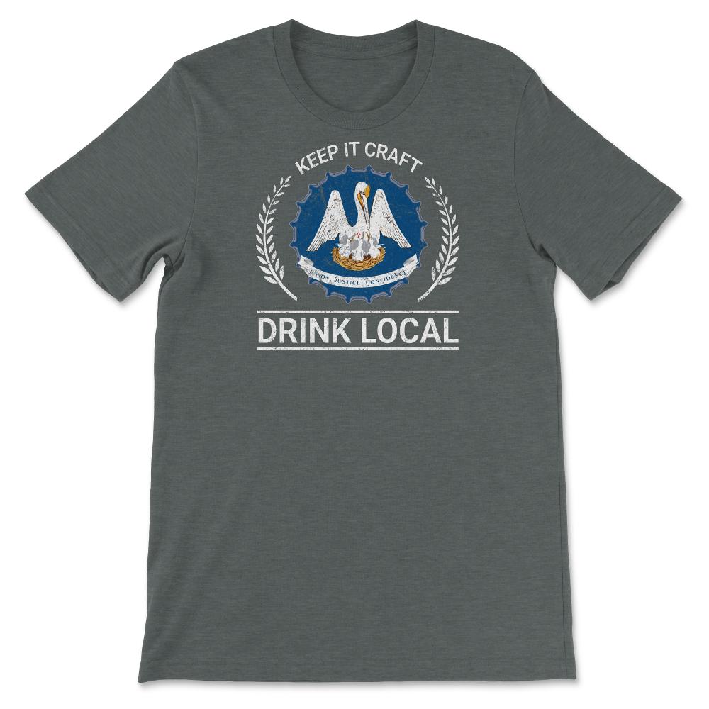 Drink Local Louisiana Vintage Craft Beer Bottle Cap Brewing - Unisex T-Shirt - Dark Grey Heather