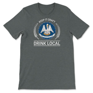 Drink Local Louisiana Vintage Craft Beer Bottle Cap Brewing - Unisex T-Shirt - Dark Grey Heather