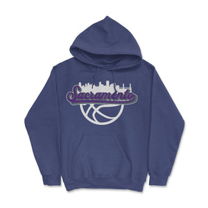 Sacramento California Basketball Fan City Skyline Classic Script - Hoodie - Purple