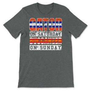 Gator on Saturday Buccaneer on Sunday - Unisex T-Shirt - Dark Grey Heather