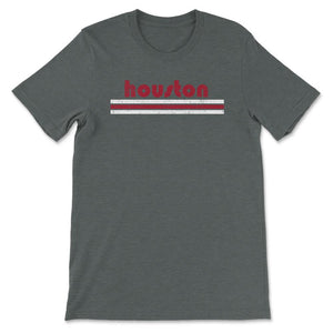 Vintage Houston Texas Retro Three Stripe Weathered - Unisex T-Shirt - Dark Grey Heather