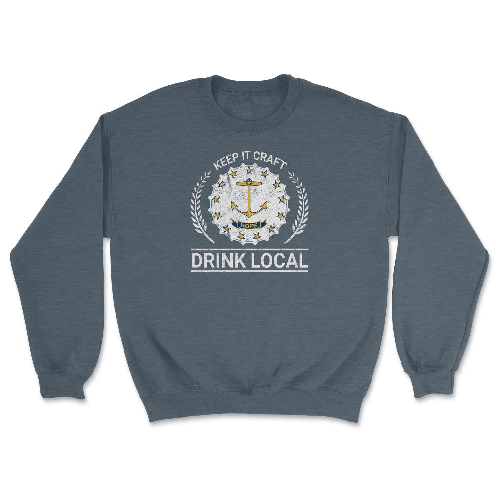 Drink Local Rhode Island Vintage Craft Beer Bottle Cap Brewing - Unisex Sweatshirt - Dark Grey Heather