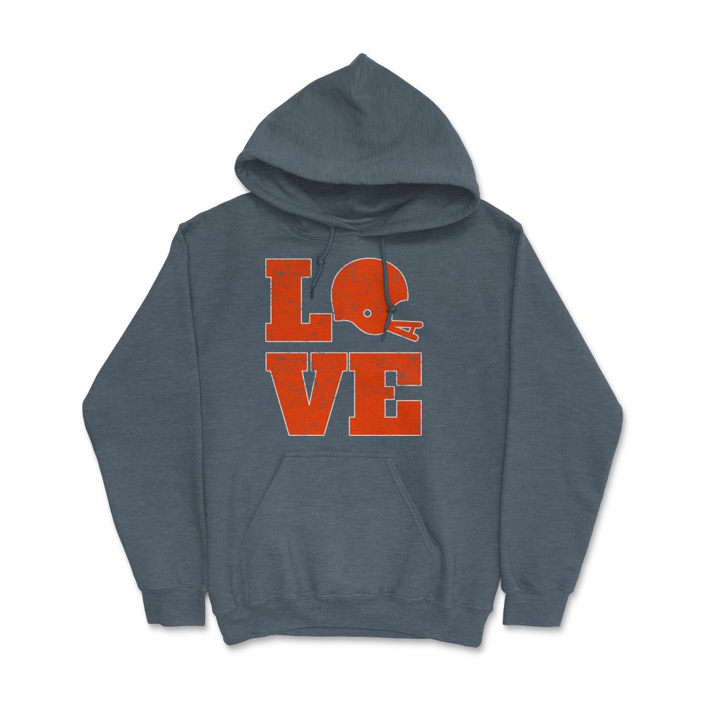 Cleveland Football LOVE Vintage Helmet Ohio Football Fan Gift - Hoodie - Dark Grey Heather