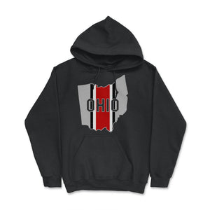 OHIO Striped State Outline Football Fan - Hoodie - Black