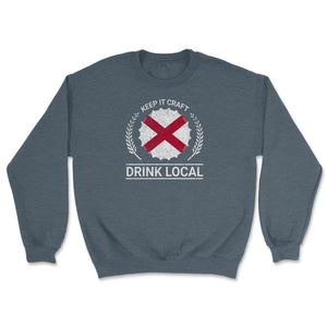 Drink Local Alabama Vintage Craft Beer bottle Cap Brewing - Unisex Sweatshirt - Dark Grey Heather