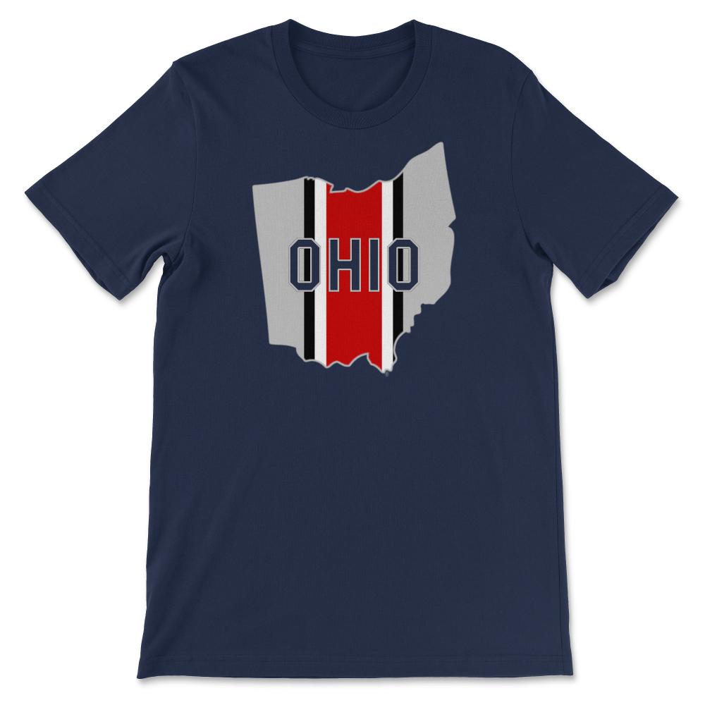OHIO Striped State Outline Football Fan - Unisex T-Shirt - Navy