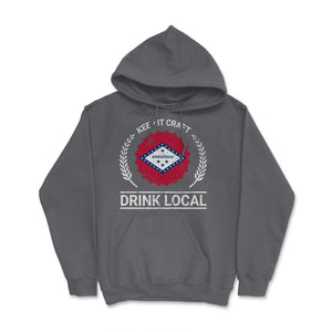 Drink Local Arkansas Vintage Craft Beer Bottle Cap Brewing - Hoodie - Smoke Grey