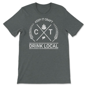 Drink Local Connecticut Vintage Craft Beer Brewing - Unisex T-Shirt - Dark Grey Heather