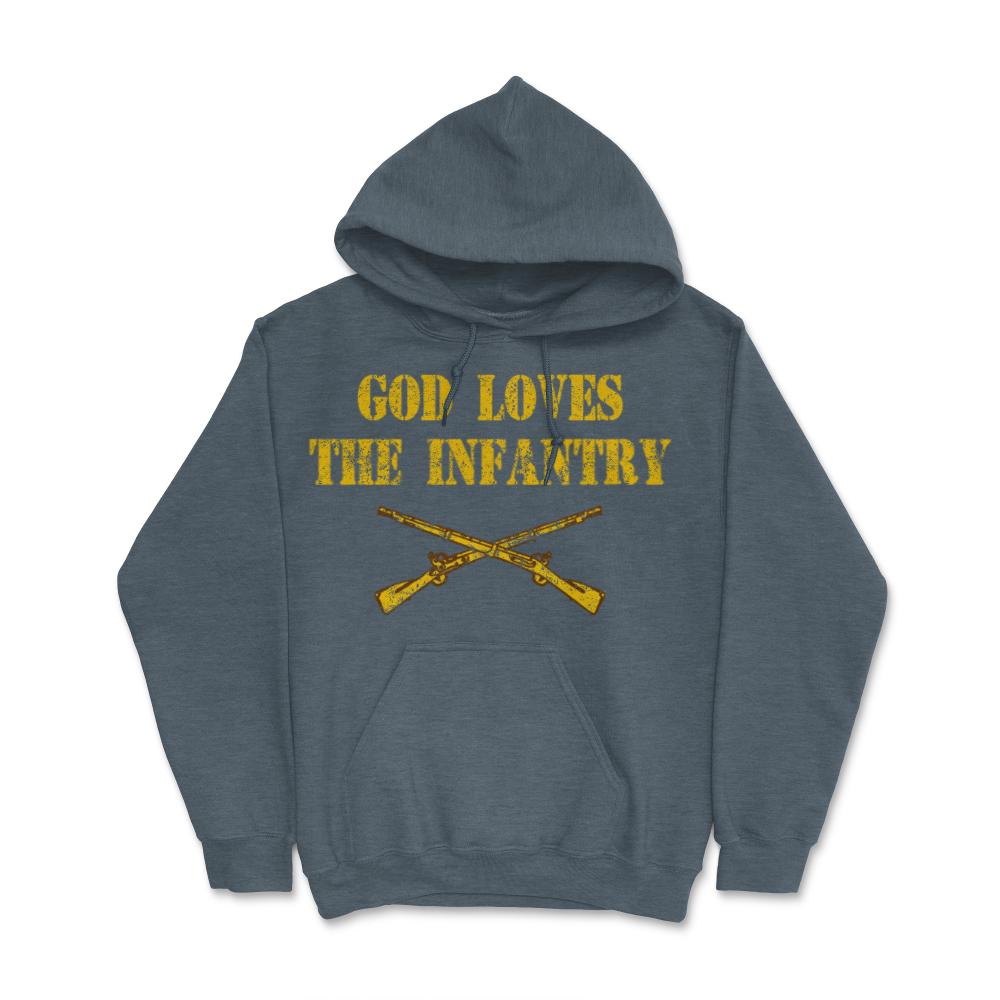 God Loves The Infantry Crossed Rifles Military Infantrymen Vintage - Hoodie - Dark Grey Heather