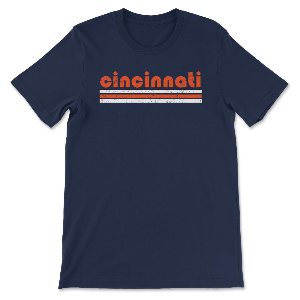Vintage Cincinnati Ohio Retro Three Stripe Weathered - Unisex T-Shirt - Navy