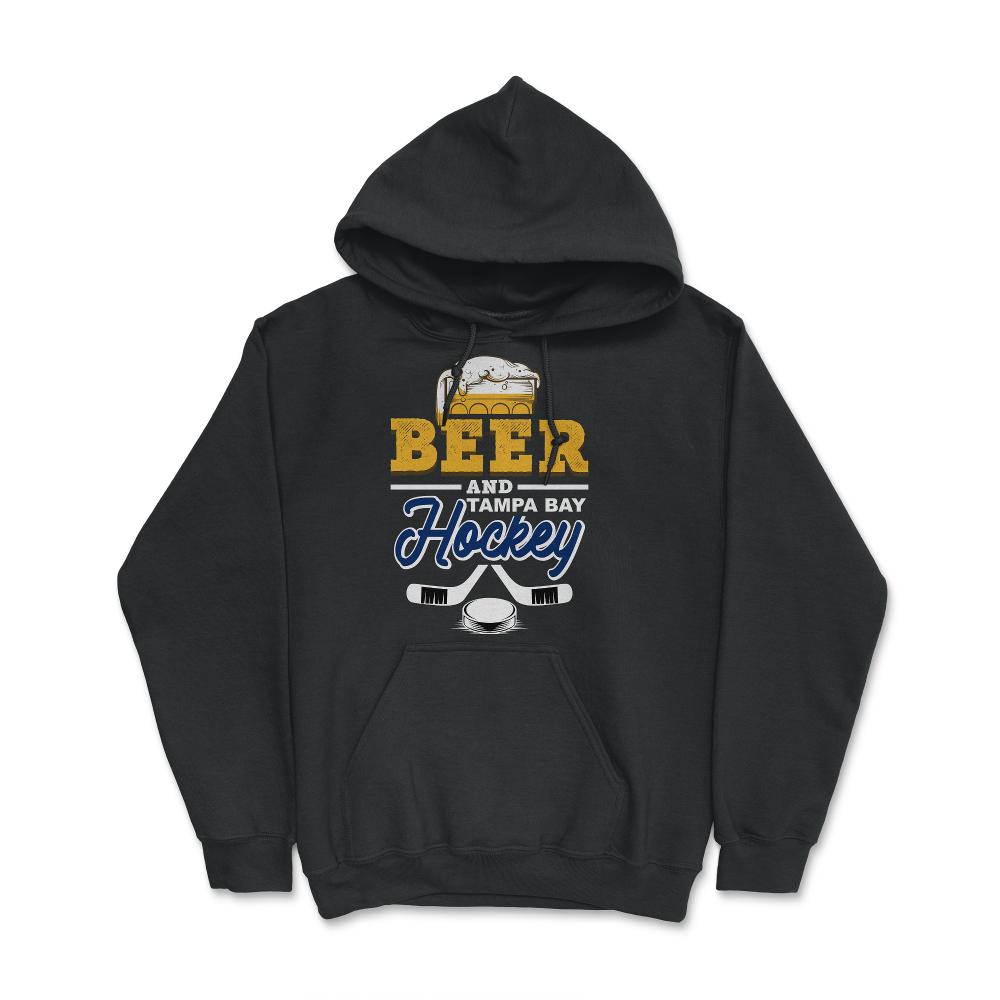 Beer and Tampa Bay Florida Hockey Beer Drinking Hockey Fan Gameday - Hoodie - Black