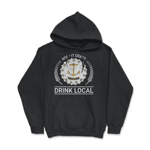 Drink Local Rhode Island Vintage Craft Beer Bottle Cap Brewing - Hoodie - Black