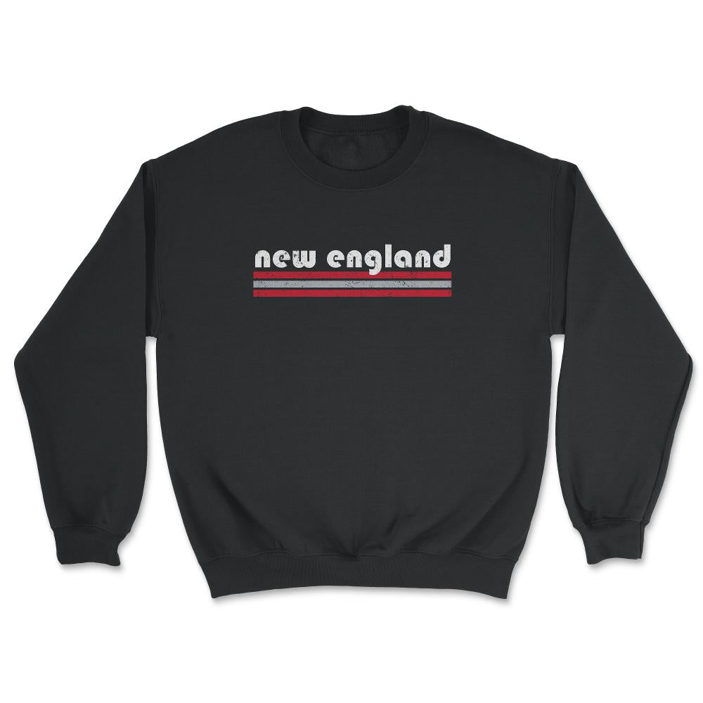 Vintage New England Retro Massachusetts Three Stripe Weathered - Unisex Sweatshirt - Black