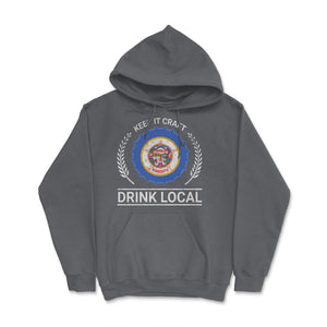 Drink Local Minnesota Vintage Craft Beer Bottle Cap Brewing - Hoodie - Smoke Grey