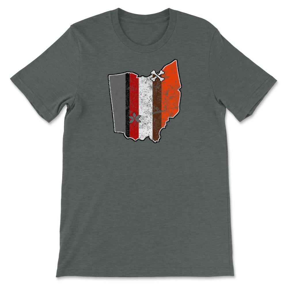 Cleveland Dawg Pound & Columbus Football Fan Buckeye Helmet Stripe - Unisex T-Shirt - Dark Grey Heather