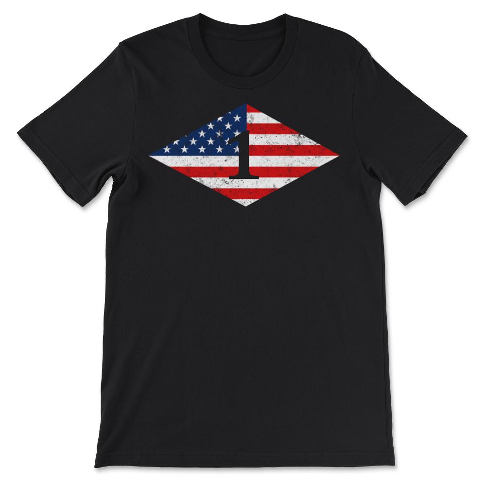 First Ranger Battalion USA Flag Diamond Patriotic Military Army Gift - Unisex T-Shirt - Black