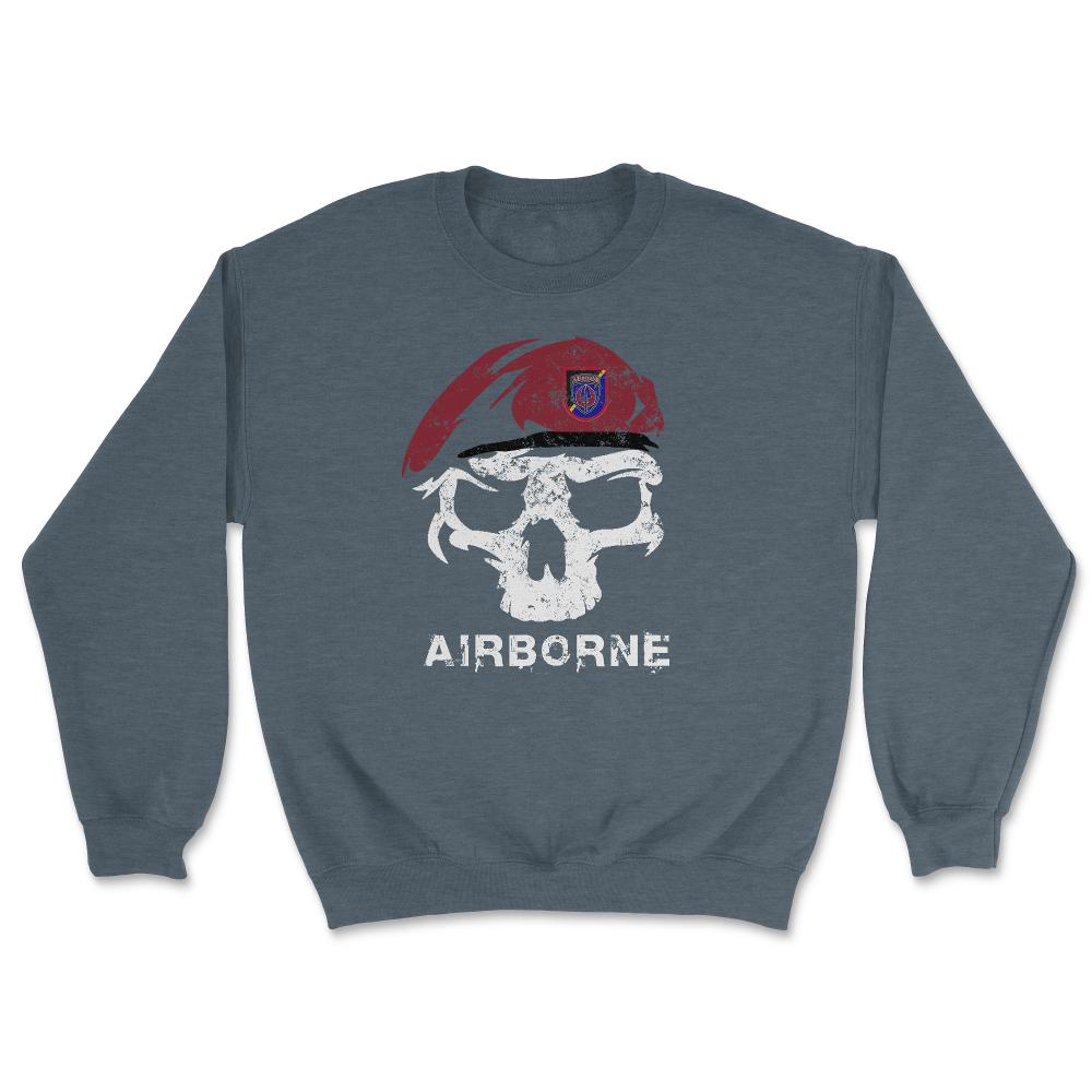 Vintage Army ARSOAC Skull Maroon Beret Special Operations Aviation - Unisex Sweatshirt - Dark Grey Heather