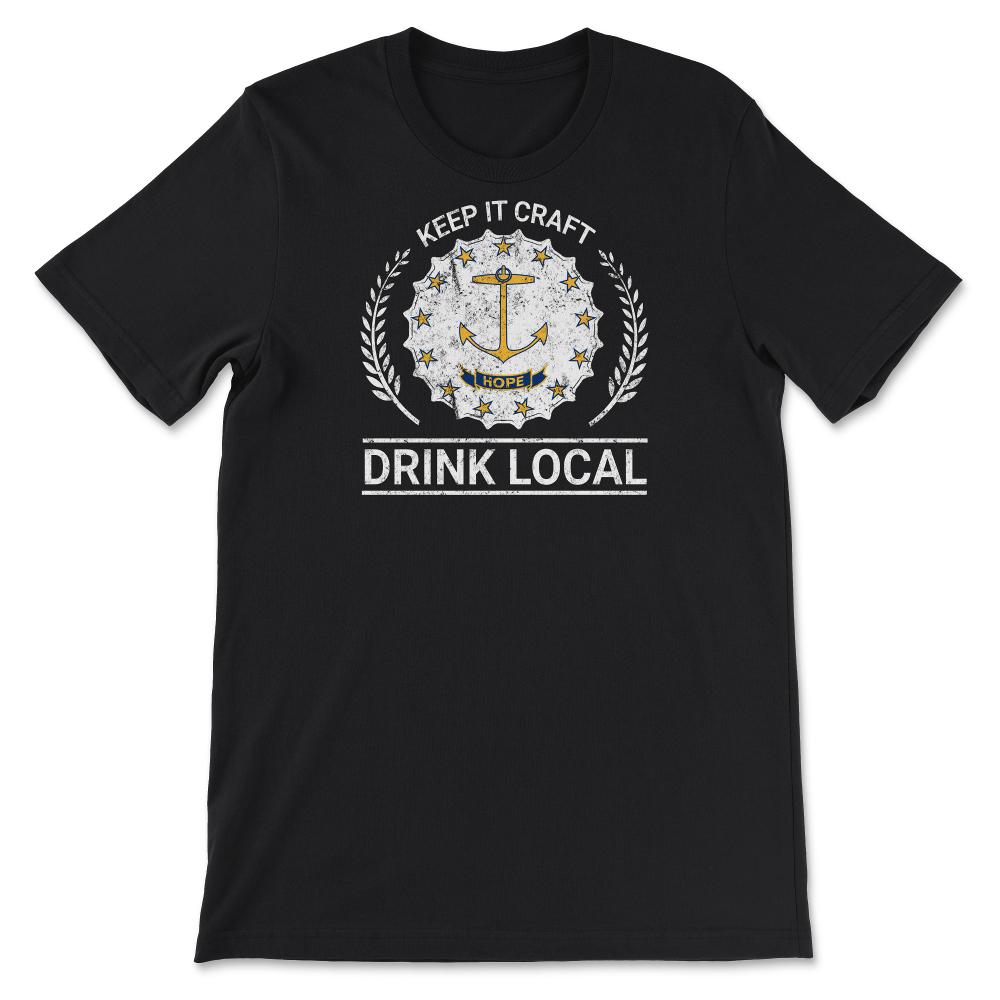 Drink Local Rhode Island Vintage Craft Beer Bottle Cap Brewing - Unisex T-Shirt - Black