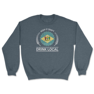 Drink Local Delaware Vintage Craft Beer Bottle Cap Brewing - Unisex Sweatshirt - Dark Grey Heather