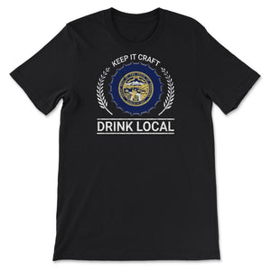 Drink Local Nebraska Vintage Craft Beer Brewing - Unisex T-Shirt - Black