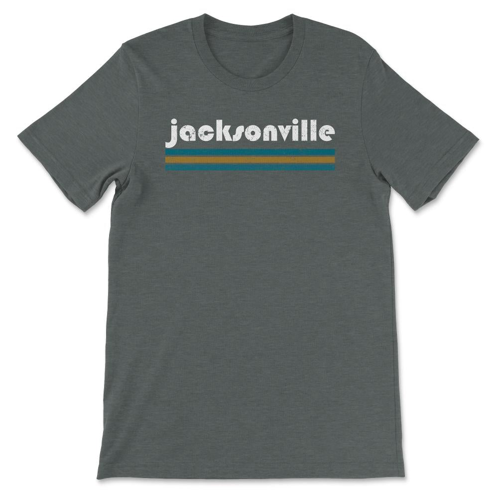 Vintage Jacksonville Florida Retro Three Stripe Weathered - Unisex T-Shirt - Dark Grey Heather