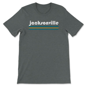 Vintage Jacksonville Florida Retro Three Stripe Weathered - Unisex T-Shirt - Dark Grey Heather