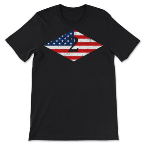 Second Ranger Battalion USA Flag Diamond Patriotic Military Army Gift - Unisex T-Shirt - Black