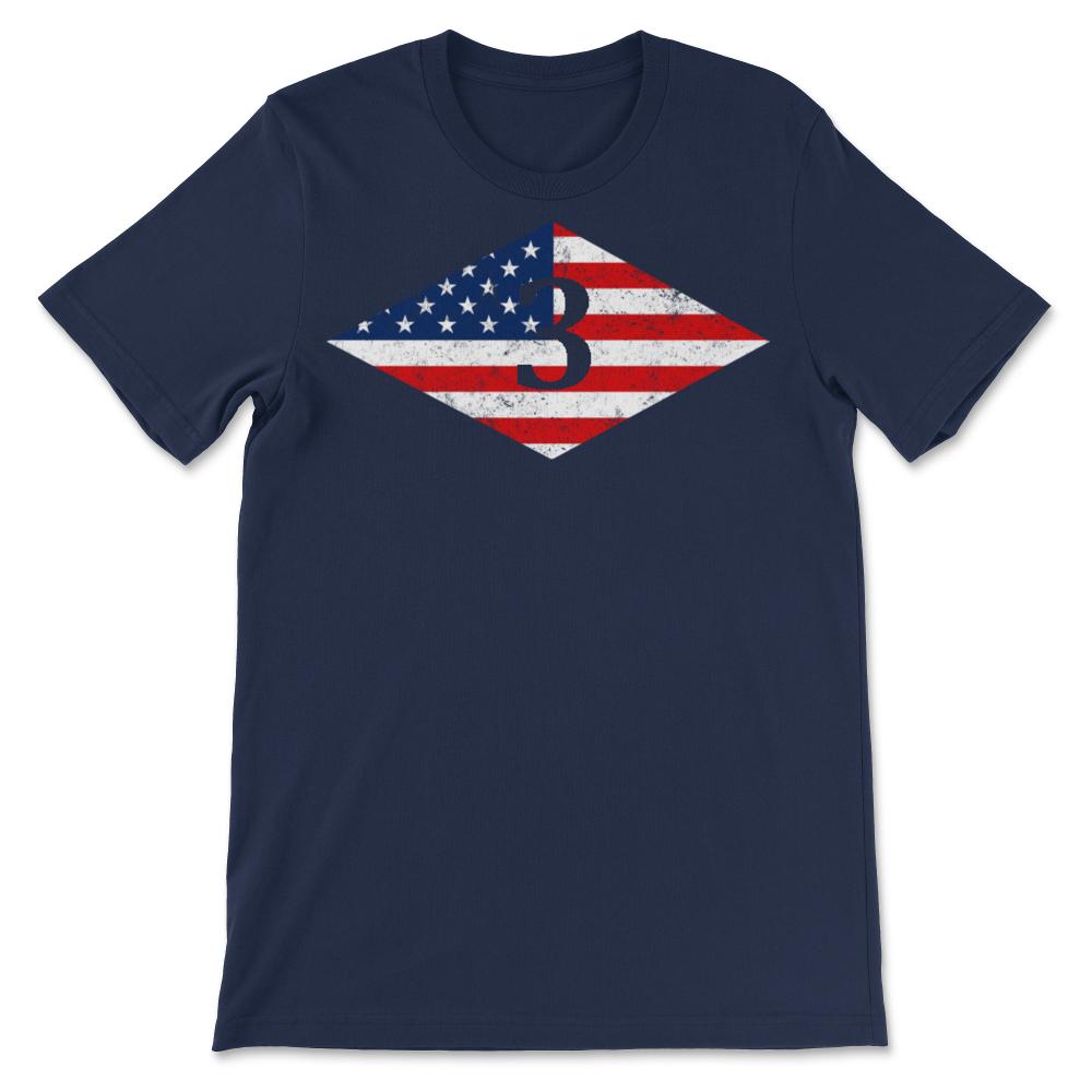 Third Ranger Battalion USA Flag Diamond Patriotic Military Army Gift - Unisex T-Shirt - Navy