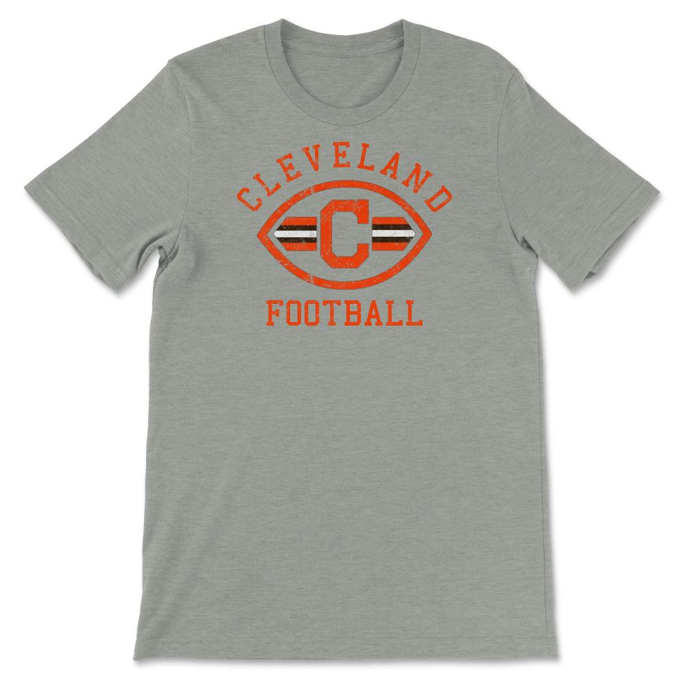 Cleveland Football Badge Helmet Stripe Weathered - Unisex T-Shirt - Grey Heather