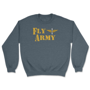 Vintage Fly Army Military Pilot Army Aviation Branch - Unisex Sweatshirt - Dark Grey Heather