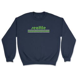 Vintage Seattle Washington Retro Three Stripe Weathered - Unisex Sweatshirt - Navy