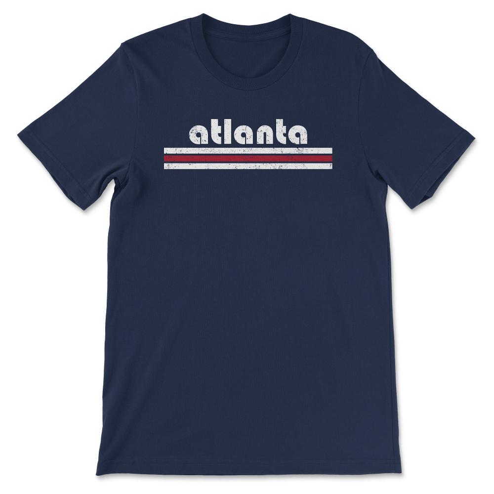Vintage Atlanta Georgia Retro Three Stripe Weathered - Unisex T-Shirt - Navy