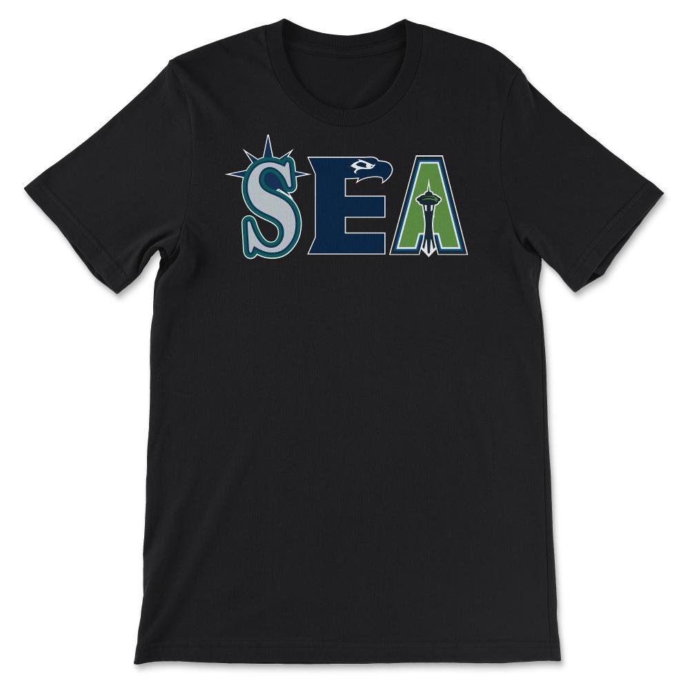 Seattle Washington Sports Fan Three Letter City Abbreviation - Unisex T-Shirt - Black