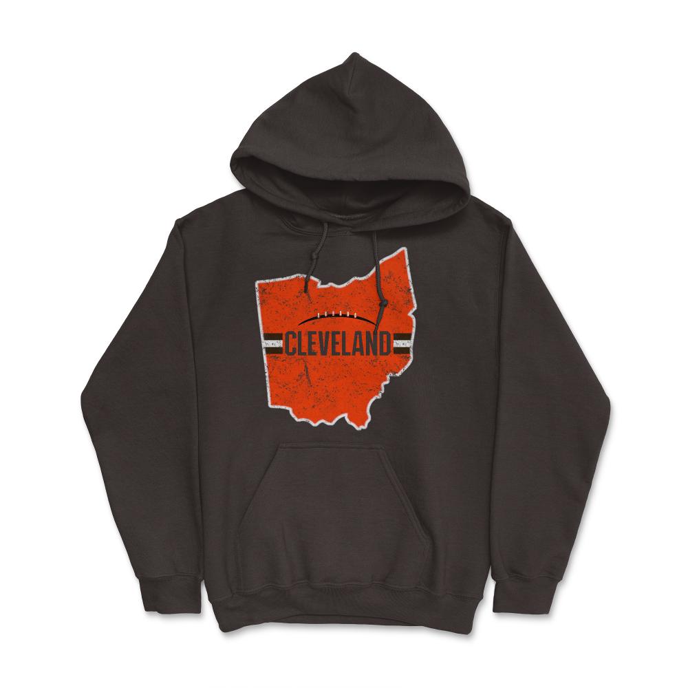 Cleveland Ohio Football State Outline Helmet Stripe Fan - Hoodie - Brown