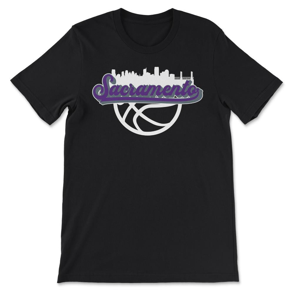 Sacramento California Basketball Fan City Skyline Classic Script - Unisex T-Shirt - Black