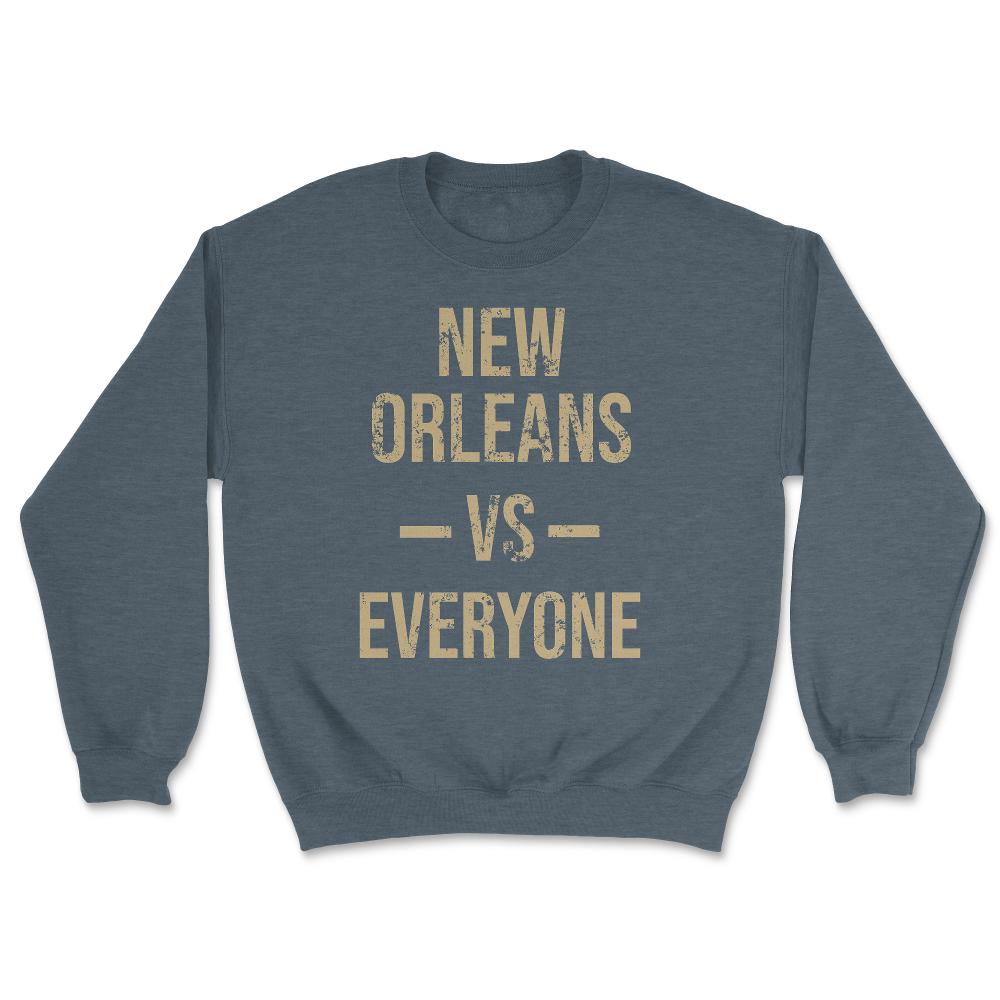 New Orleans Vs Everyone Vintage Weathered City & State Pride - Unisex Sweatshirt - Dark Grey Heather