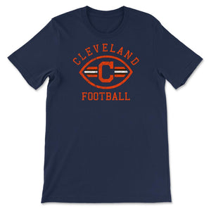 Cleveland Football Badge Helmet Stripe Weathered - Unisex T-Shirt - Navy